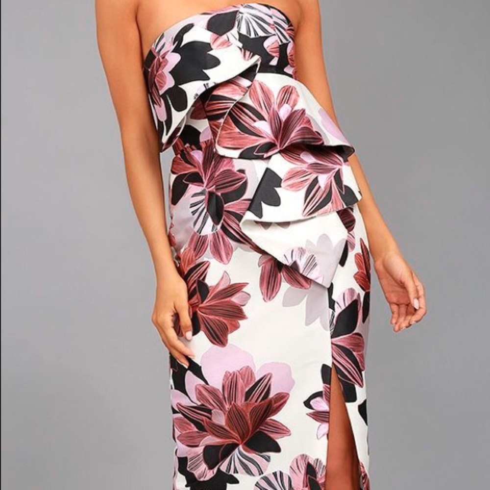 Floral print fitted dress